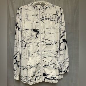 Fitwear Windbreaker Jacket Marble‎ Print Full Zip Lightweight Hoodie Size M